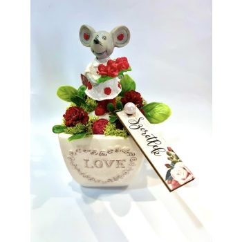 Valentín napi egérkés  dísz 