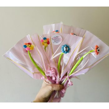   Virágos gél toll nőnapi díszcsomagolással és matricával (többféle minta)