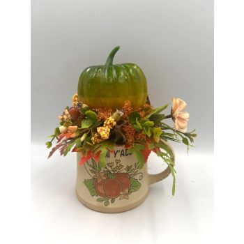 Őszi/ halloween bögre virág dekor tökös 