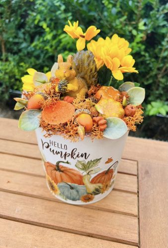 Őszi mókusos asztaldísz 