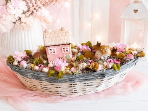 Bambi őszi asztaldísz házikóval – 45 cm