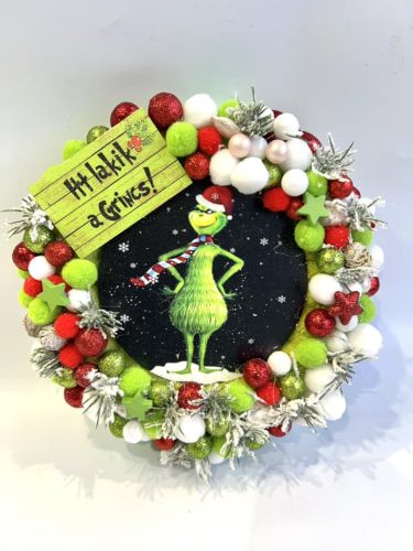 Grincs ajtódísz -itt lakik a grincs felirattal-Grincs 