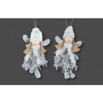 Angyalka szürke/fehér akasztós 17cm