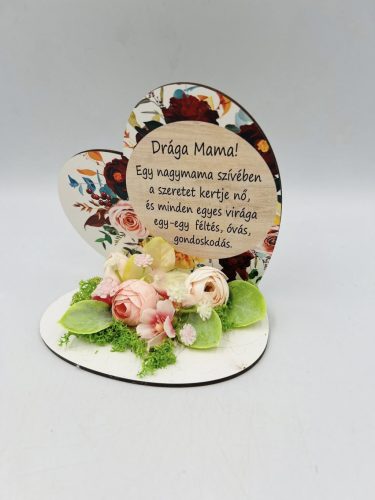 szív- Drága mama.../ barna 13,2x12,8cm
