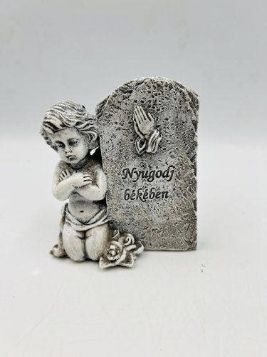 Sírdísz angyal+tábla "Nyugodj békében" 10,5x10cm