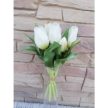 Élethű REAL TOUCH Tulipán Művirág 7 szálas csokorban 28cm #fehér