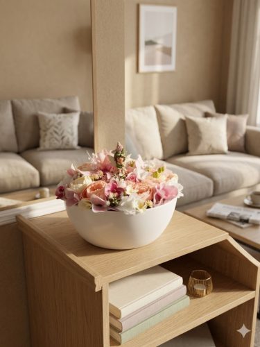 pasztell asztaldísz tündér figurával egy igazán bájos és különleges dekoráció