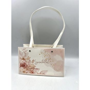   "Szeretettel" feliratos virág táska 22(h) x 10.5(sz) x 13.5(m) cm (FBL-13)