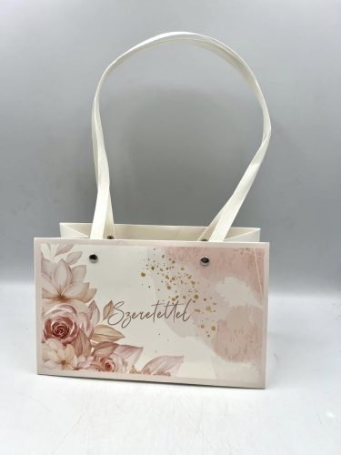 "Szeretettel" feliratos virág táska 22(h) x 10.5(sz) x 13.5(m) cm (FBL-13)