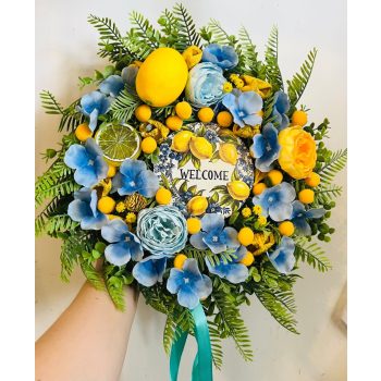 Nyári citrusos ajtódísz  35 cm