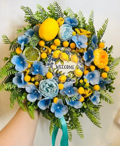 Nyári citrusos ajtódísz  35 cm