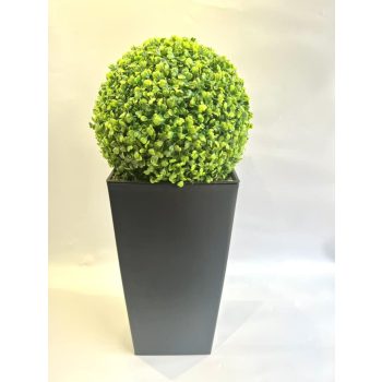 Sötét antracit kaspóval műbuxus dekoráció