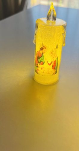 Led gyertya Szenteképes melegfényű 10cm (1.)