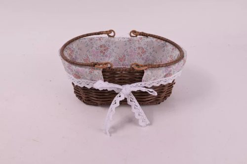 KOSÁR BEVÁSÁRLÓ, OVÁLIS, TEXTIL BÉLÉSSEL, KÁVÉ SZÍNŰ kisméretű