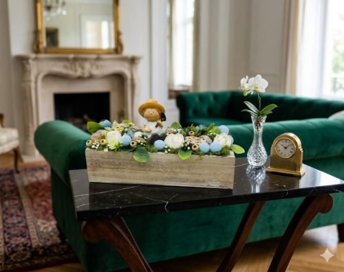 Asztaldísz dekoráció kisfiú figurával –  felirattal kérhető