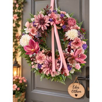 Mályvás őszi ajtódísz nagyméret -45 cm