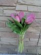 Élethű  Tulipán Művirág 7 szálas csokorban 28cm #mályva