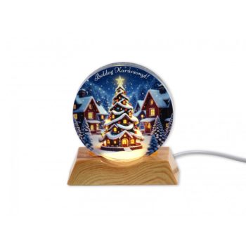 Karácsonyi világító dísz falu USB kábellel 9cm