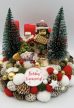 Klasszikus adventi asztaldísz – 4 gyertyás, házikóval, hóemberrel és kislánnyal