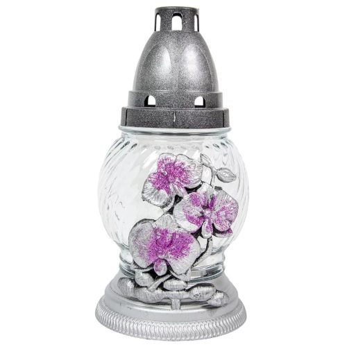 Orchideás gömb üvegmécses arany 35gr 20,5cm