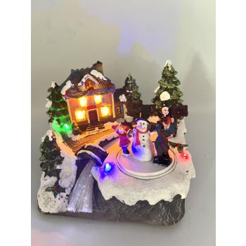 Mozgó világító téli jelenet 15 cm