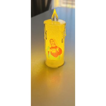 Led gyertya Szenteképes melegfényű 10cm  (5.)
