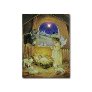 1 +25 LEDes világító falikép angyal a jászolban 30x40cm