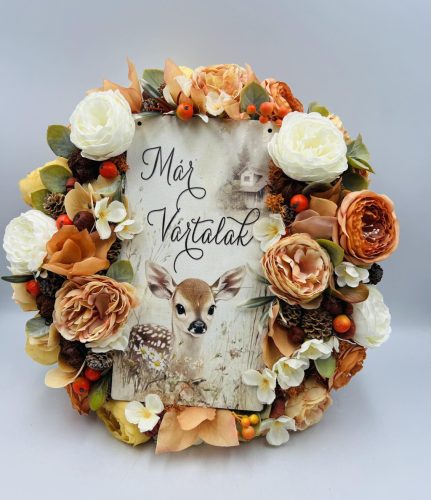 Nagyméretű őzikés ajtódísz 36 cm