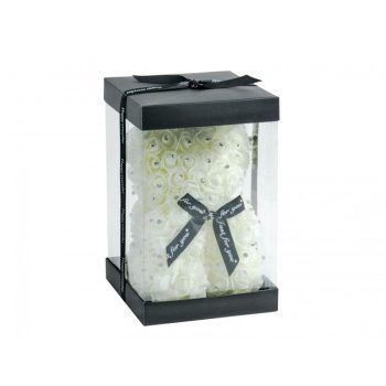 Virágmaci fehér strasszos díszdobozban 24cm