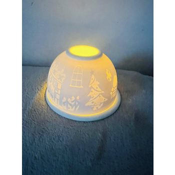    Karácsonyi Mécsestartó – kandalló  Mintával (12×7,5 cm)