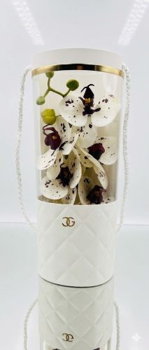 Dobozos henger  orchidea virággal – elegáns ajándék választható felirattal