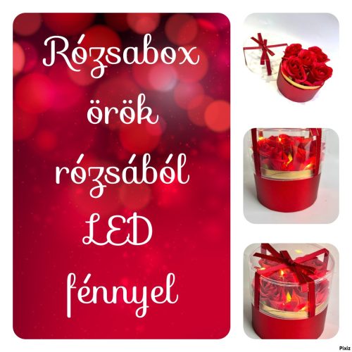 Rózsabox örök rózsából LED fénnyel