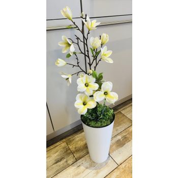   Élethű Magnólia Padlóvázában – Maradandó Művirág, 90–95 cm fehér kaspós