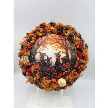 Őszi boszorkányos ajtódísz halloween 30 cm