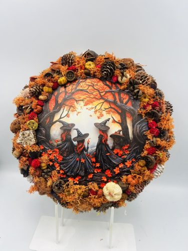 Őszi boszorkányos ajtódísz halloween 30 cm