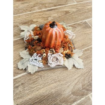 Fényes kerámia tökös asztaldísz 