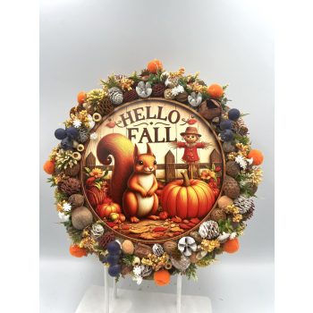 Mókusos ajtódísz őszi