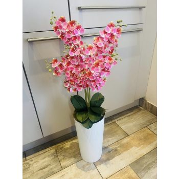   Padlóvázás mű orchidea kaspóban – kb. 90 cm, élethű kivitel (1.)