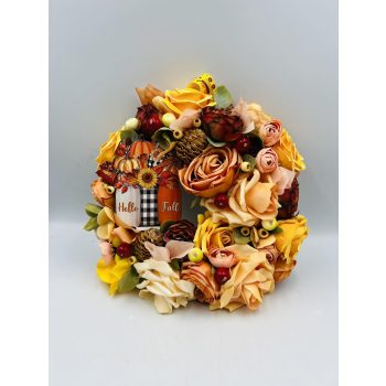 Művirágos ajtódísz őszi 30 cm