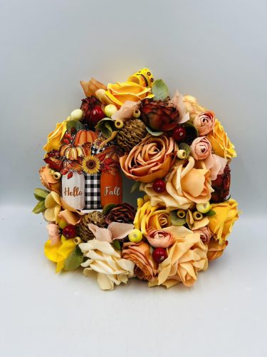 Művirágos ajtódísz őszi 30 cm