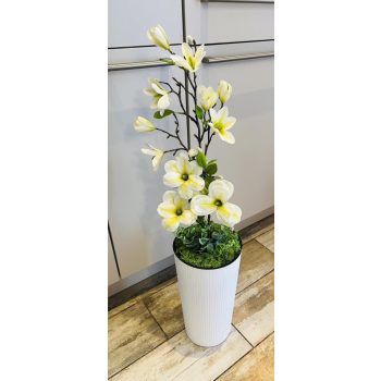   Élethű Magnólia Padlóvázában – Maradandó Művirág, 90–95 cm fehér