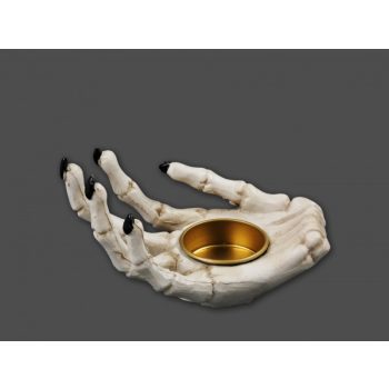 Halloween Csontváz kéz mécsestartó 12x8cm