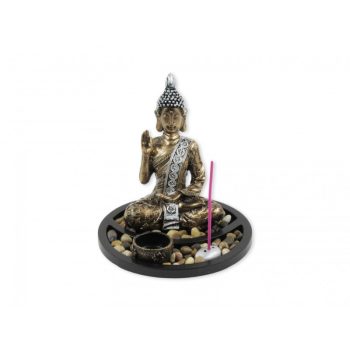 Buddha +mécsestartó +füstölőtartó tálkában
