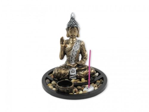 Buddha +mécsestartó +füstölőtartó tálkában