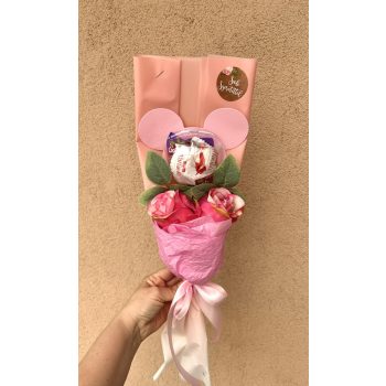    Minnie egér  fej töltött édességes ballagási csokor -az ár 1 csokorra vonatkozik!