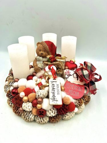 Macis adventi 4 gyertyás asztaldísz