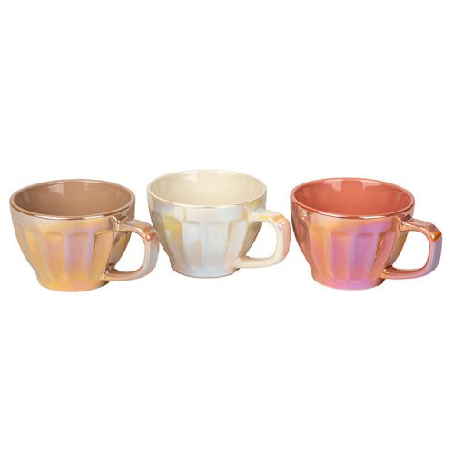 Kerámia bögre gyöngyház fehér – 10×7 cm elegáns kávésbögre (1 db fehér bögre)