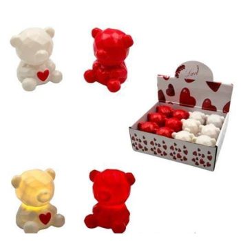 Szives maci LED fénnyel (az ár 1 db vonatkozik) FEHÉR