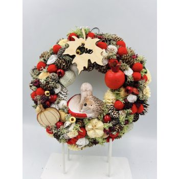 Őszi sünis ajtódísz