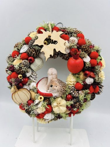 Őszi sünis ajtódísz